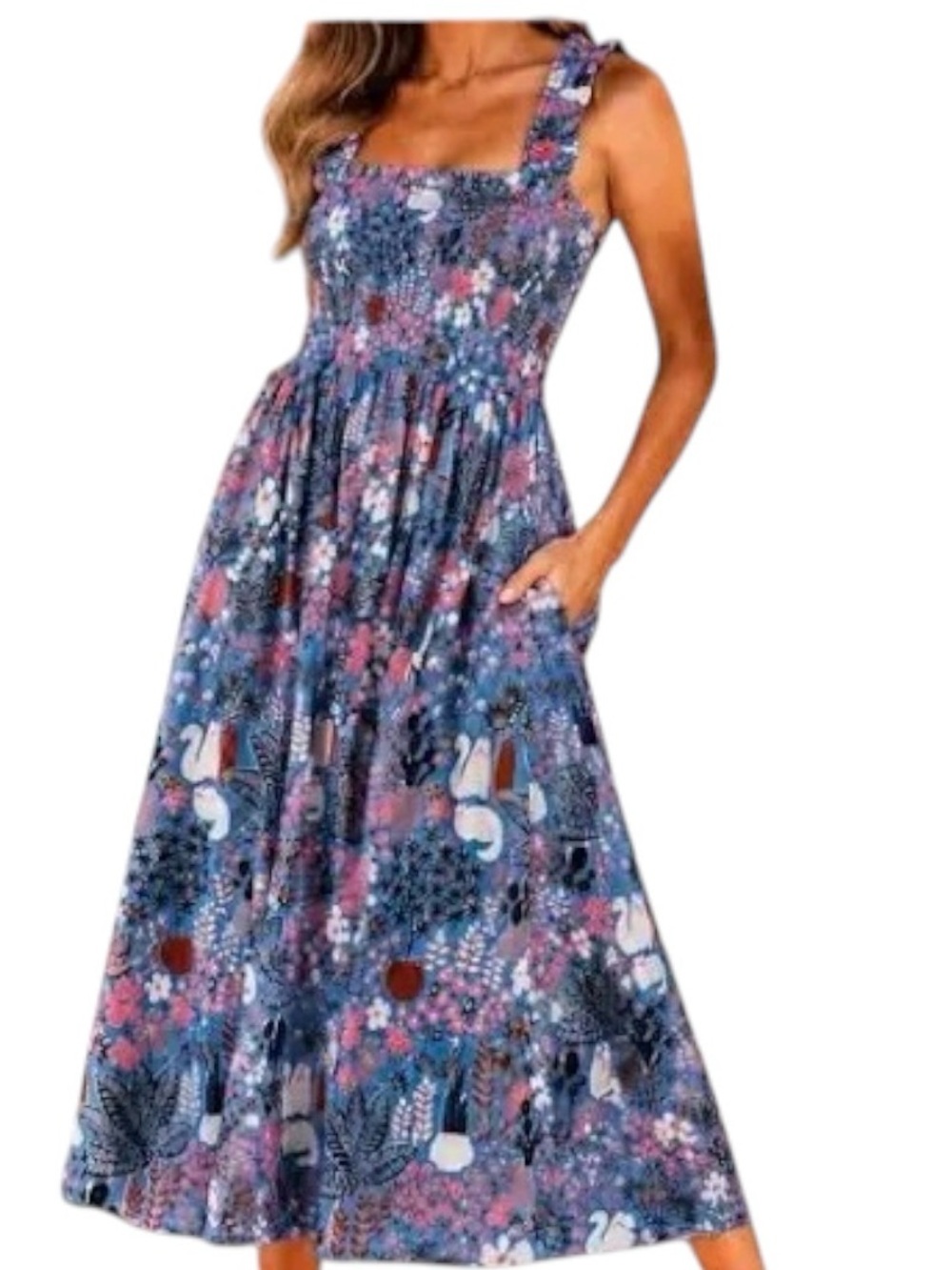 Kate Spade New York โGarden Posyโ Smocked Midi Dress. NEW!